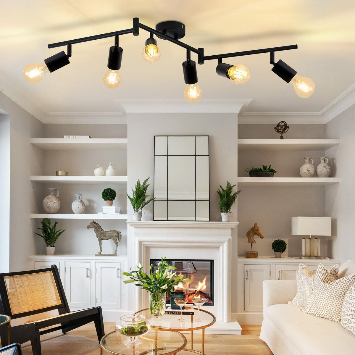 DECKENSTRAHLER Strange 94.5/9/16cm - Schwarz, Metall (9/94.5/16cm) - ZMH