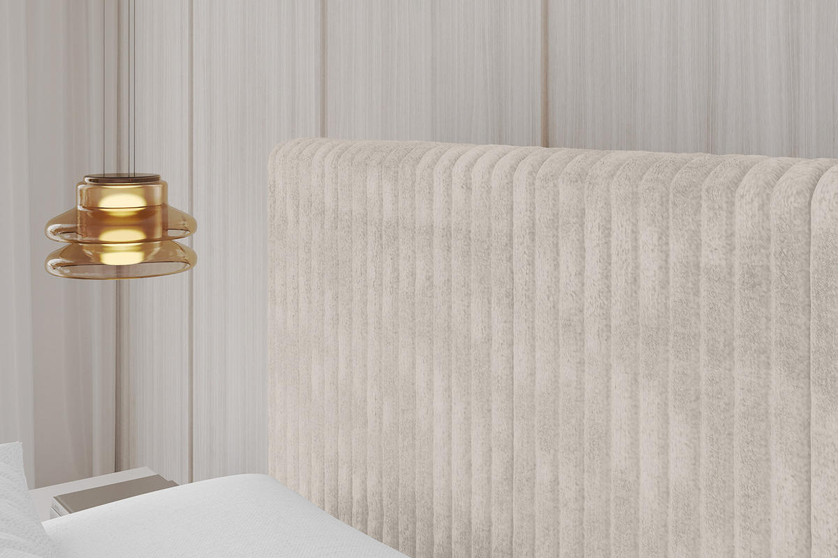 POLSTERBETT mit Bettkasten und Lattenrost, Bett mit Matratze H3/H4 - ALOVA-V1 - Creme, Holzwerkstoff/Textil (180/200cm) - ALTDECOR