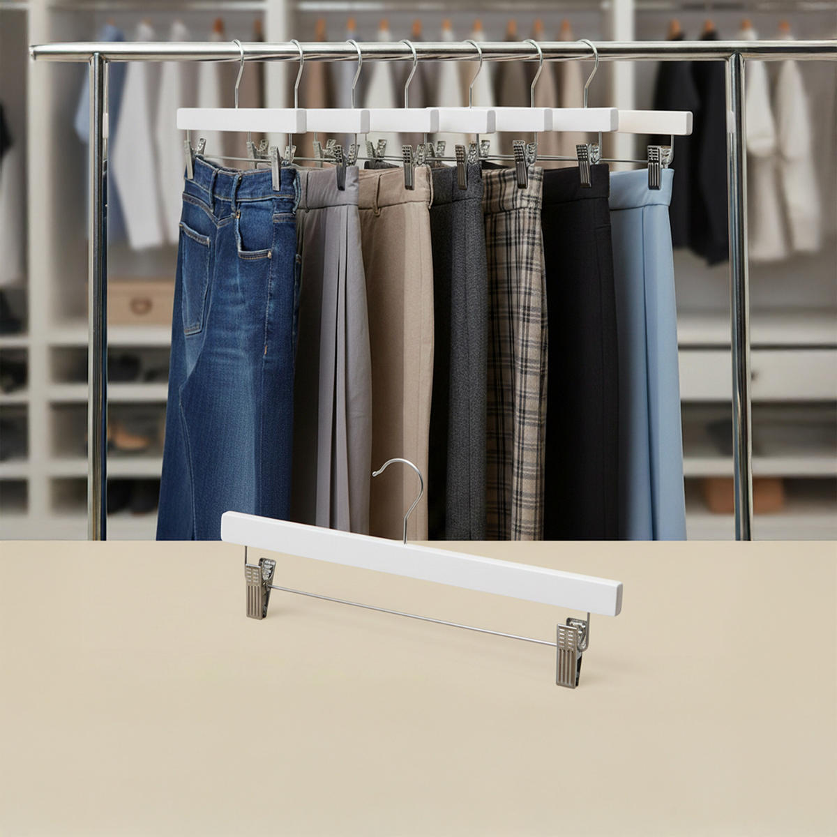 12XHOSENBÜGEL - Multicolor, Holz/Metall (35.5/16/2.5cm) - Relaxdays