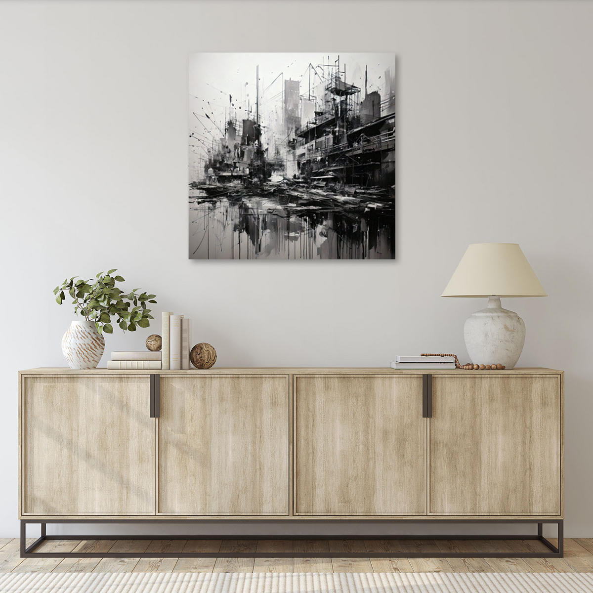 LEINWANDBILD Stadt Architektur Monochrom 30x30cm - Schwarz, Textil (30/30cm) - Feeby