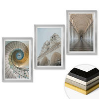 WANDBILDER 3er Set - 40x60 cm Silberner Rahmen - Wendeltreppe der Kathedralenfassade - Silberfarben, Kunststoff (40/60cm) - ArtPrintCave