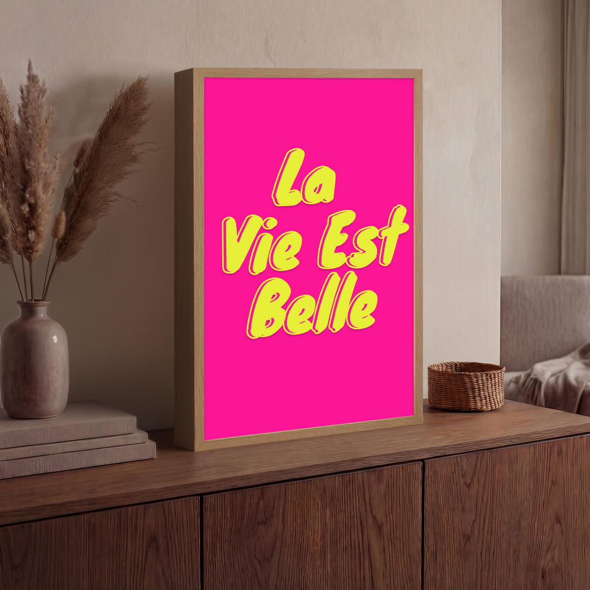 NÁSTĚNNÁ LAMPA S AKUMULÁTOREM Citace - Retro - Pink 40x60 cm - růžová, kompozitní dřevo (40/60/8cm) - OnlyWow