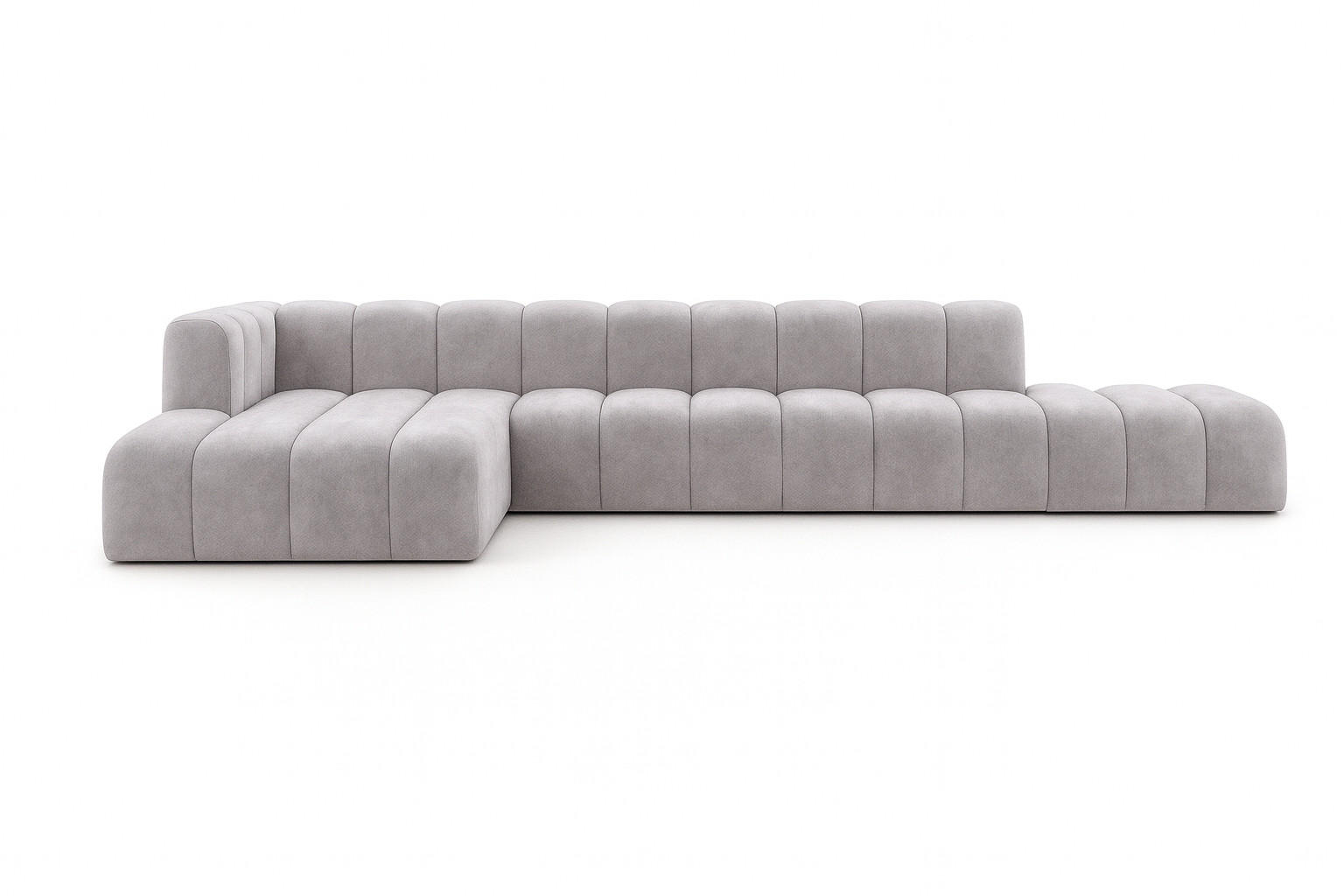 ECKSOFA Mit Hocker GRAND L, Stoff Salvador, Grau, Links - Grau, Holz (386/179cm) - Kaiser Möbel