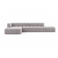 ECKSOFA Mit Hocker GRAND L, Stoff Salvador, Grau, Links - Grau, Holz (386/179cm) - Kaiser Möbel