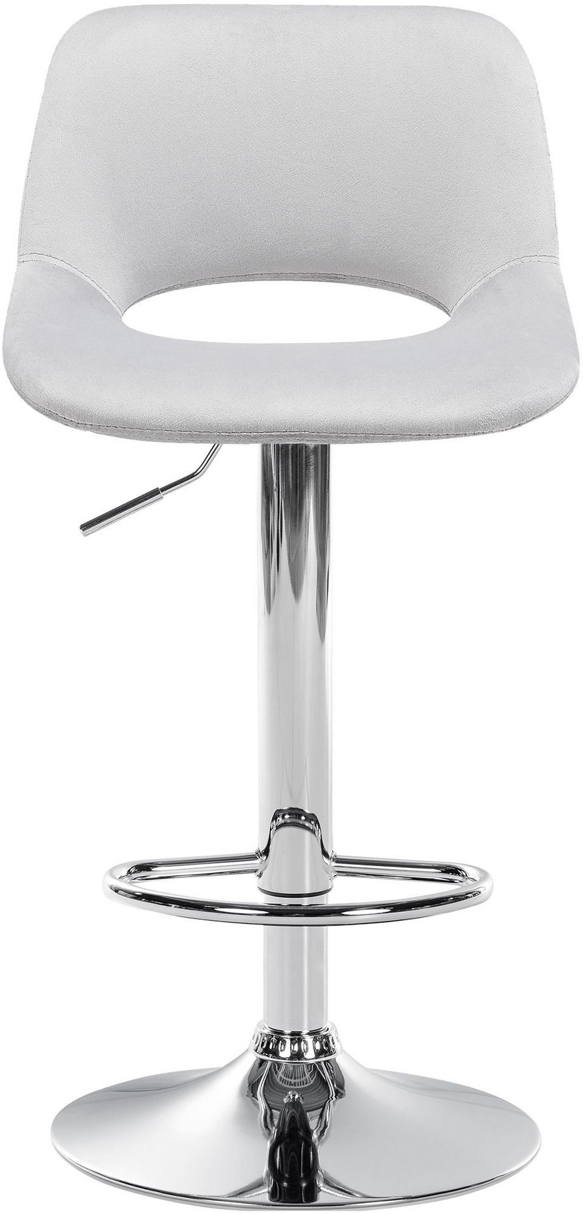 BARHOCKER JAKSON Hellgrau Samt Chrom - Hellgrau, Textil/Metall (42/86/46cm) - DELUKE