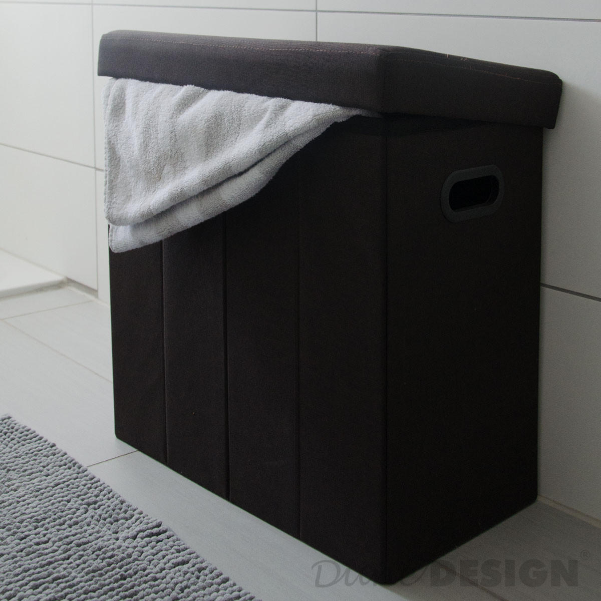 WÄSCHEKORB mit Deckel, 50/25/49 cm Braun - Braun, Textil (28/50/50cm) - Dunedesign