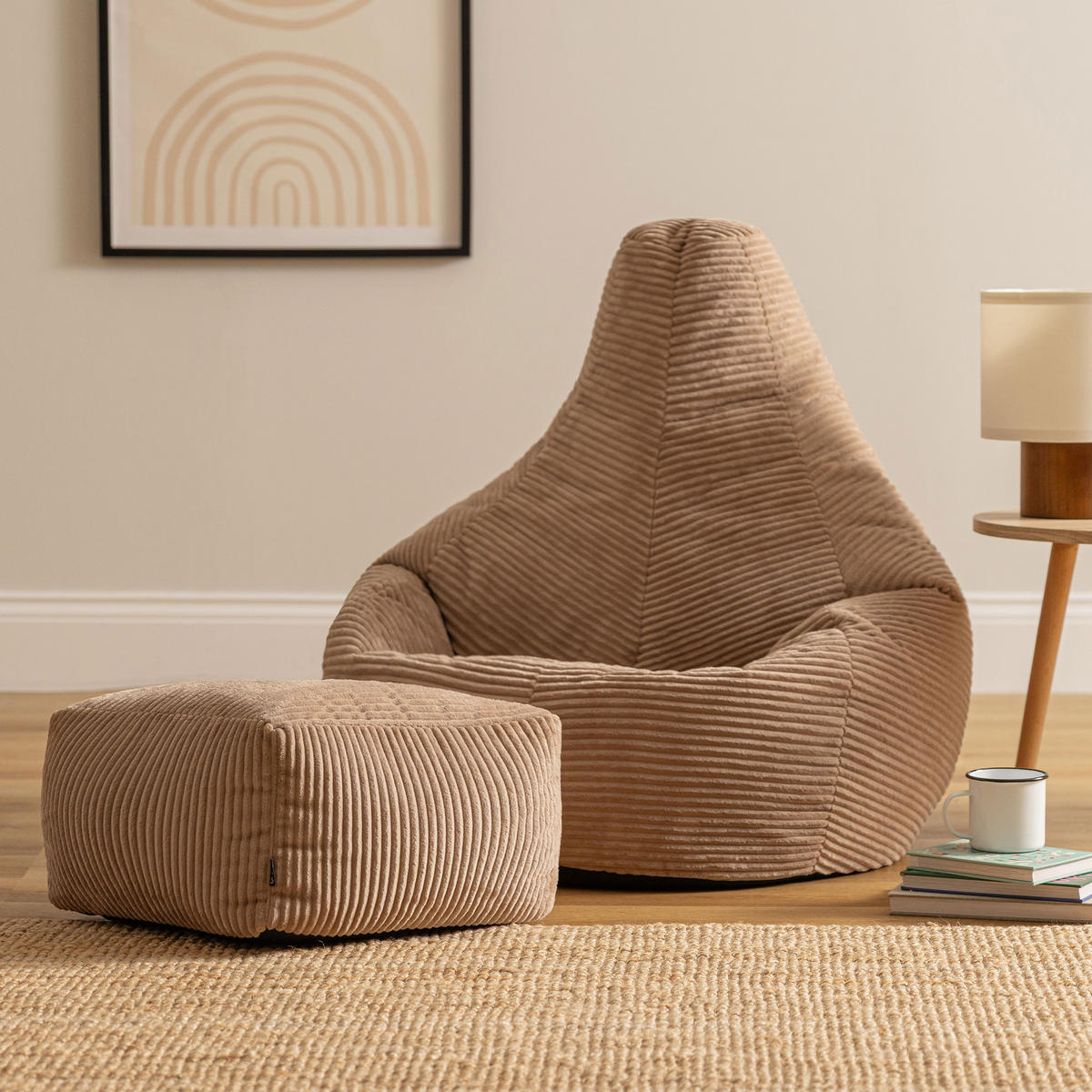 SITZSACK Dalton mit Hocker - Mokka, Textil (90/73/84cm) - icon