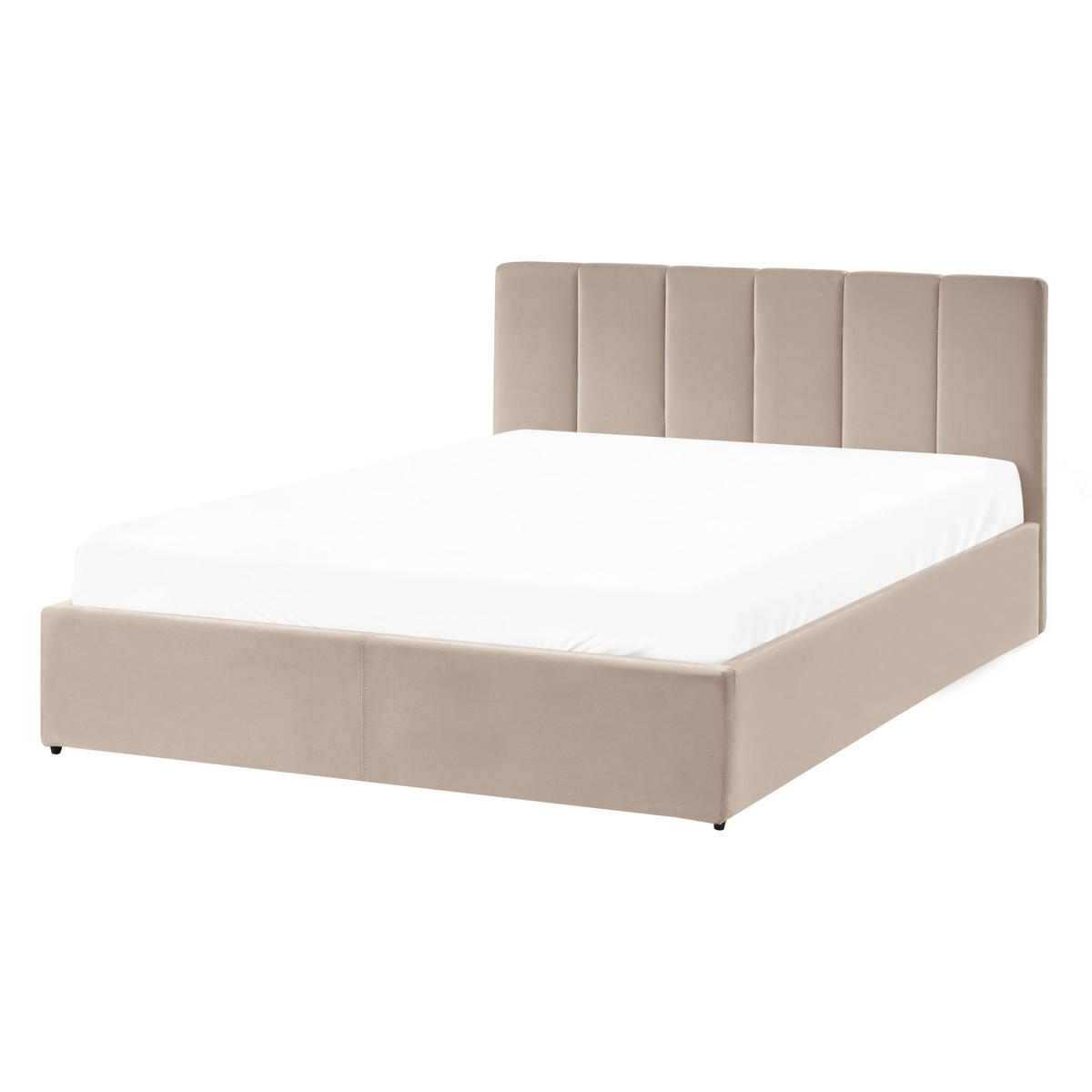 BETT mit Stauraum 140/200 cm Samtstoff Taupe Dreux - Taupe, Textil (140/200cm) - Beliani