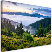 LEINWANDBILD Landschaft See Berge Täler 120x80cm - Grün, Textil (120/80cm) - Feeby