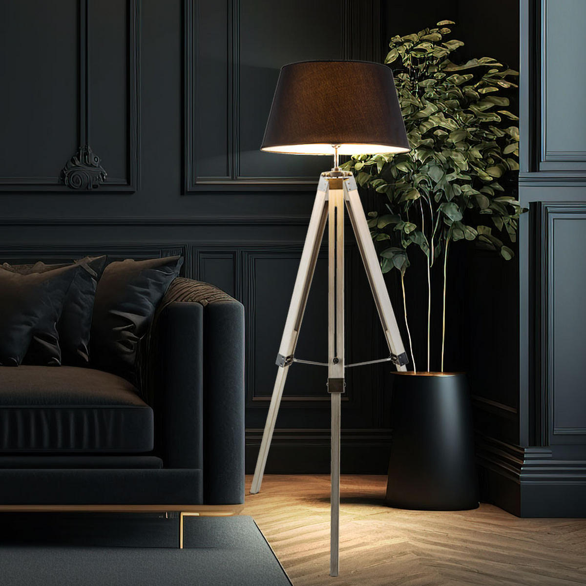 LED STEHLEUCHTE MAREEN Naturholz Grau - Grau, Holz (6/11.2/145cm)