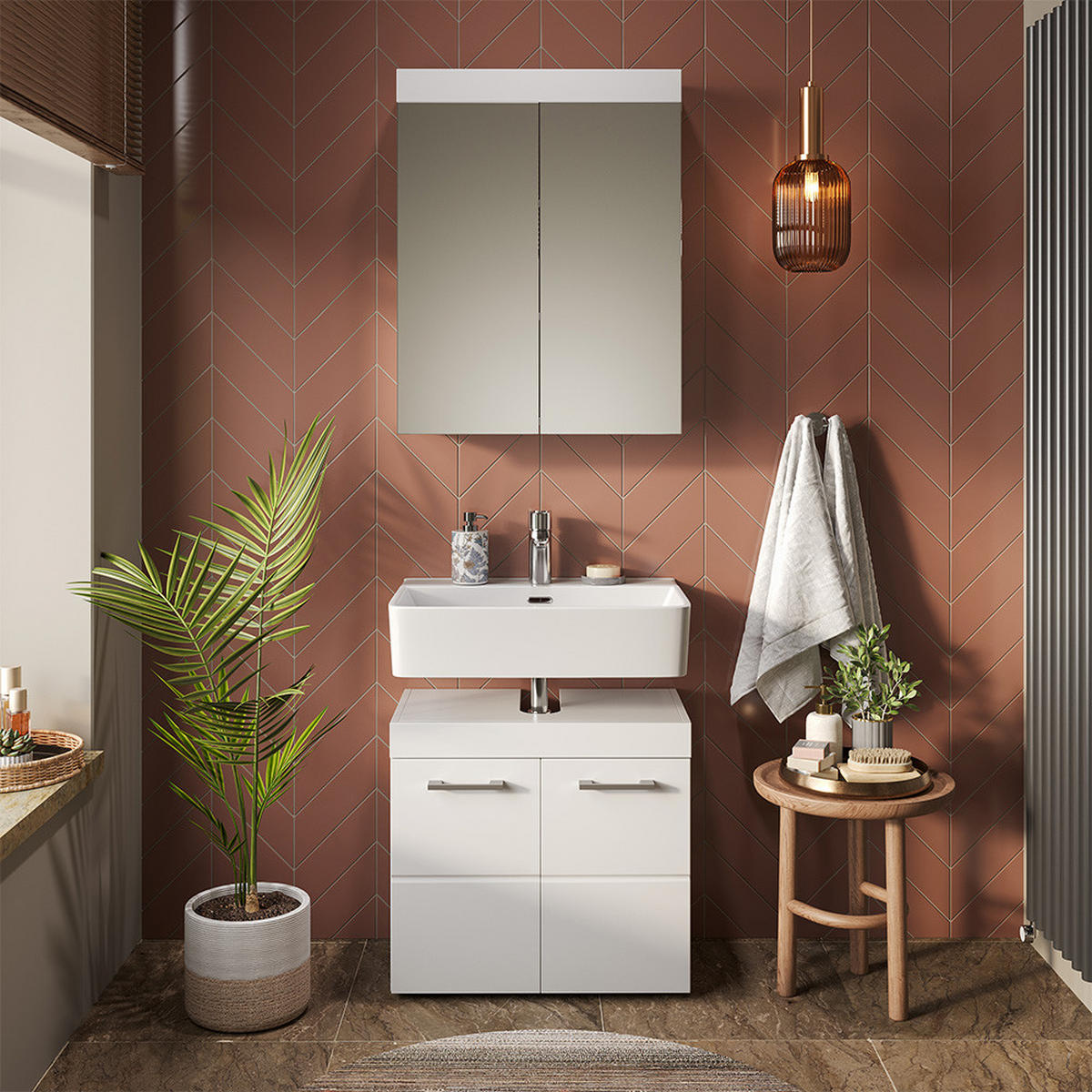 SADA NÁBYTKU DO KOUPELNY Luna Bílá - bílá, kompozitní dřevo (60/56/34cm) - Vicco