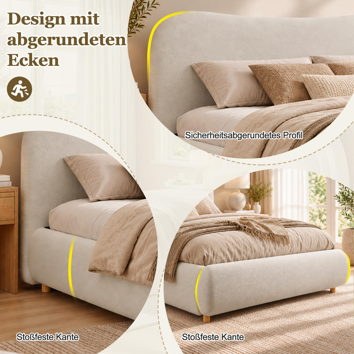 POLSTERBETT mit Bouclé-Bezug 180x200 cm Weiß mit hydraulischem Bettkasten und Lattenrost - Weiß, Textil (180/200cm) - Modfu