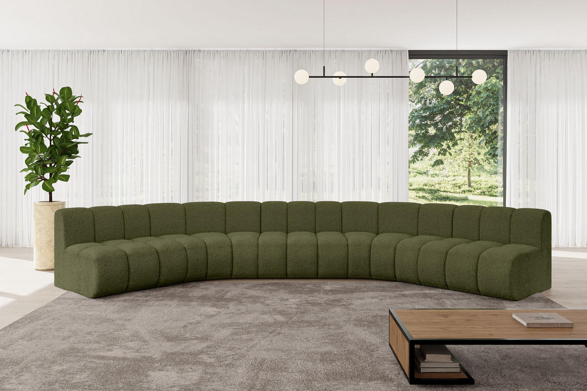 WOHNLANDSCHAFT modulares Sofa Montra-U1 - 490x174x70 cm Grün - Grün, Holzwerkstoff/Textil (490/70/174cm) - ALTDECOR