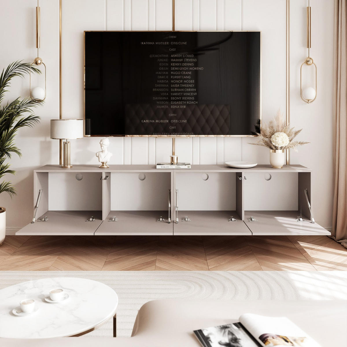 TV-LOWBOARD kaschmir, hängend mit LED-Beleuchtung - Kaschmir, Holzwerkstoff (200/36/40cm) - Idohome