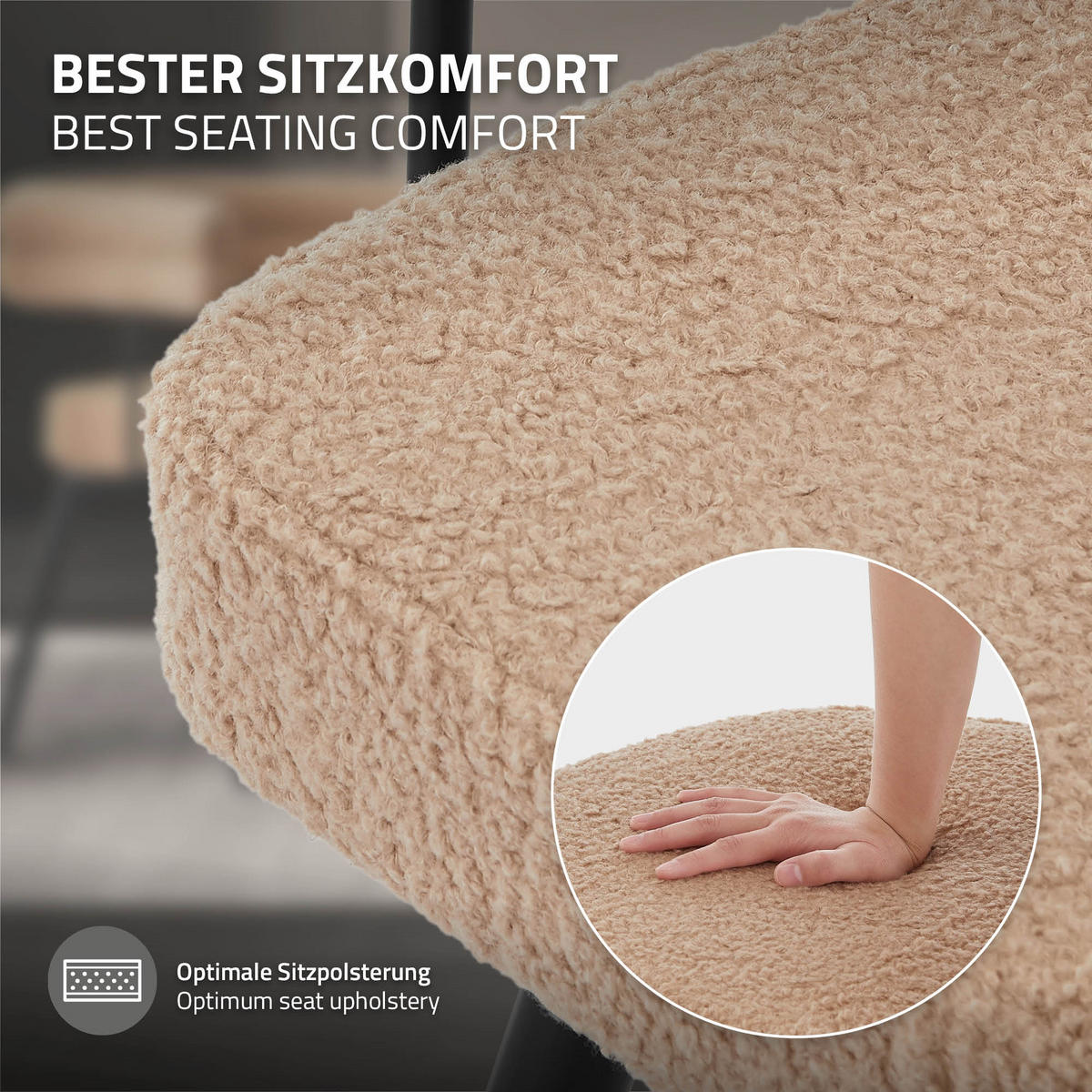 ESSZIMMERSTÜHLE drehbar 6er Set Braun Teddy-Stoff - Schwarz/Braun, Textil/Metall (63/75/55cm) - ML-DESIGN