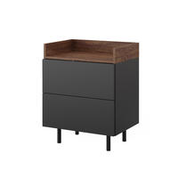 NACHTTISCH Anika Anthrazit 54 x 68 cm - Anthrazit/Walnussfarben, Holzwerkstoff (54/68/40cm) - Vicco