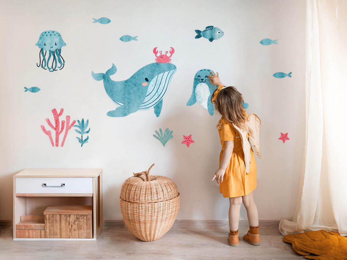 WANDAUFKLEBER 80x146cm - Wasserwelt - Multicolor, Kunststoff (80/146/0.1cm) - Wallfluent