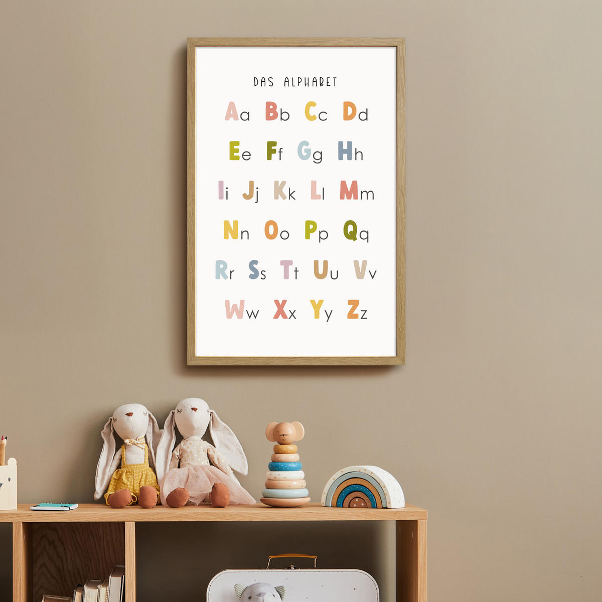 NACHTTISCHLAMPE MIT AKKU Pädagogisch - Alphabet lernen - Farbenfroh - Weiß - Buchstaben 40x60 cm - Weiß, Holzwerkstoff (8/40/60cm) - OnlyWow