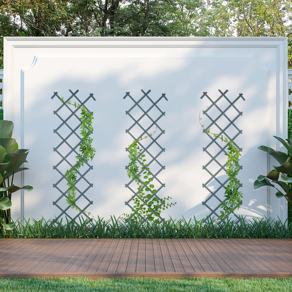 3XRANKGITTER - Anthrazit, Kunststoff (60/180/1.5cm) - Relaxdays