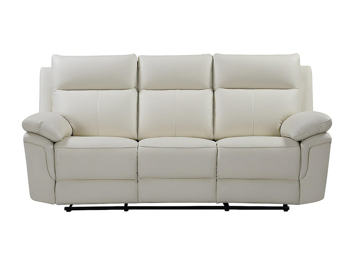 SOFAGARNITUR mit Relaxfunktion - 4 -Sitzer - Leder - elfenbeinfarben - PAKITA - Weiß, Leder (208/102/92cm) - Vente-Unique