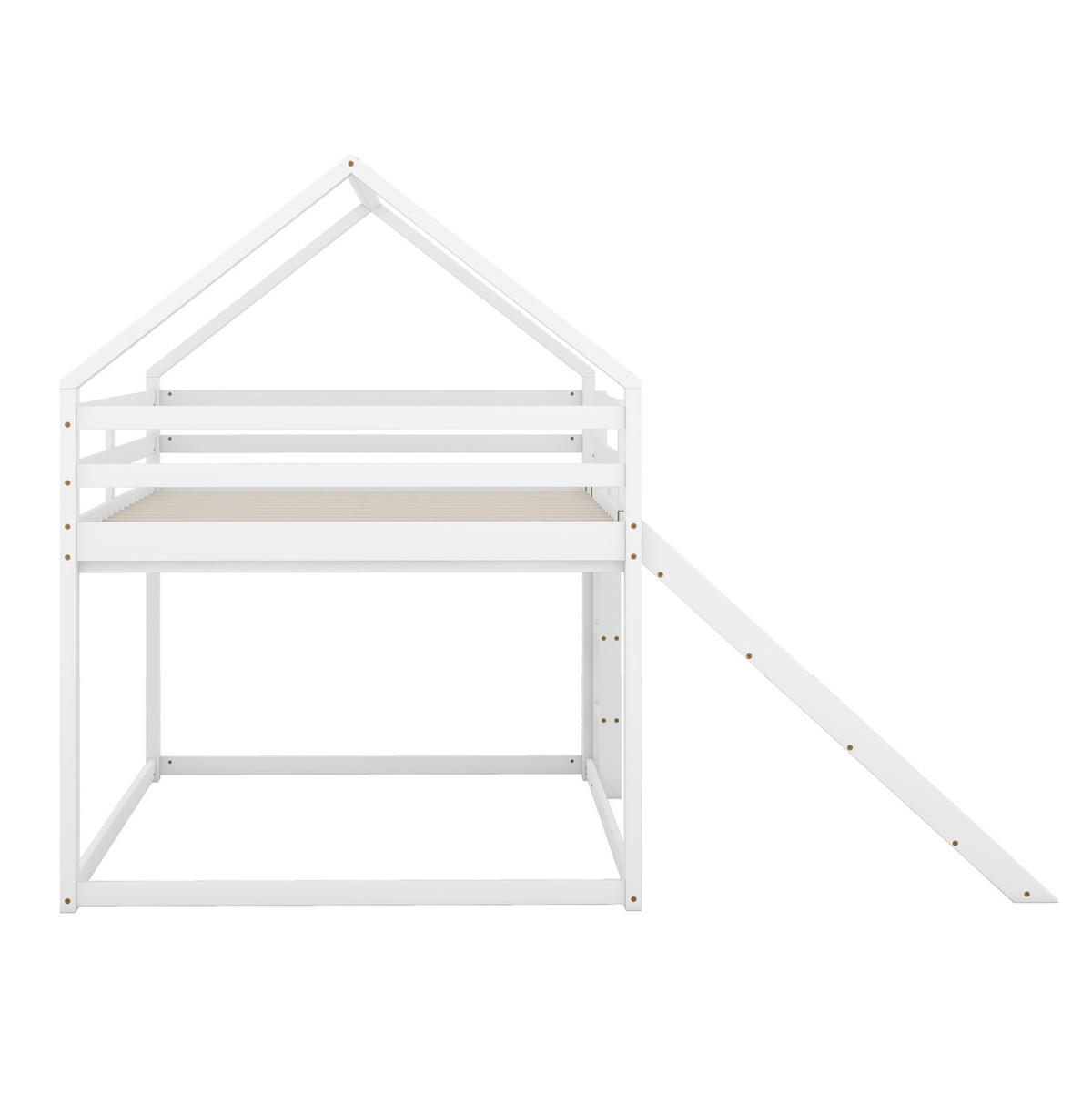 ETAGENBETT 140/200 cm mit Rutsche und Leiter, Hausdesign aus Kiefer , Weiß - Weiß, Holzwerkstoff (140/200cm) - Redom