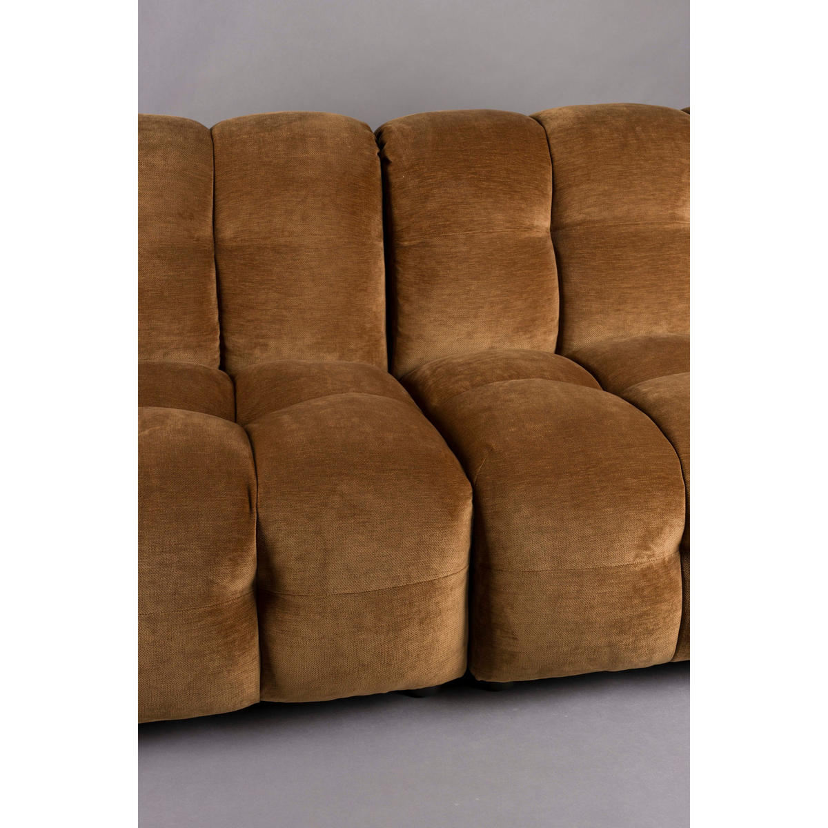 SOFA 3-SITZER Hackman Samt Cognac/ Braun - Cognac/Braun, Kunststoff (264/84/102cm) - Dutchbone