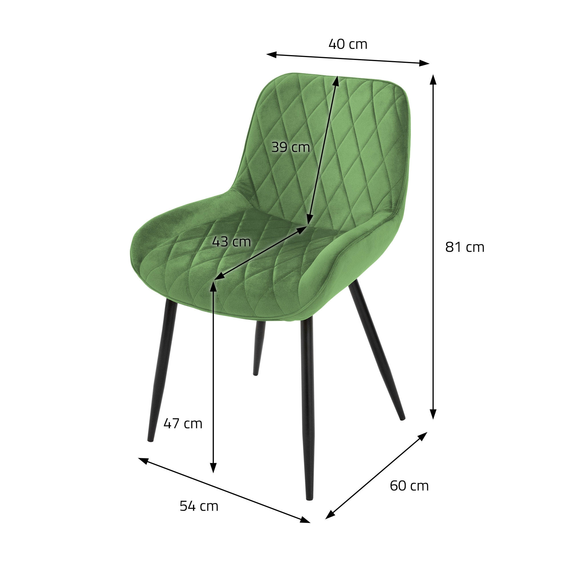 Thumbnail - Ml-Design Esszimmerstuhl, Grün, Metall, 60x81x54 cm, Esszimmer, Stühle, Esszimmerstühle, Vierfußstühle