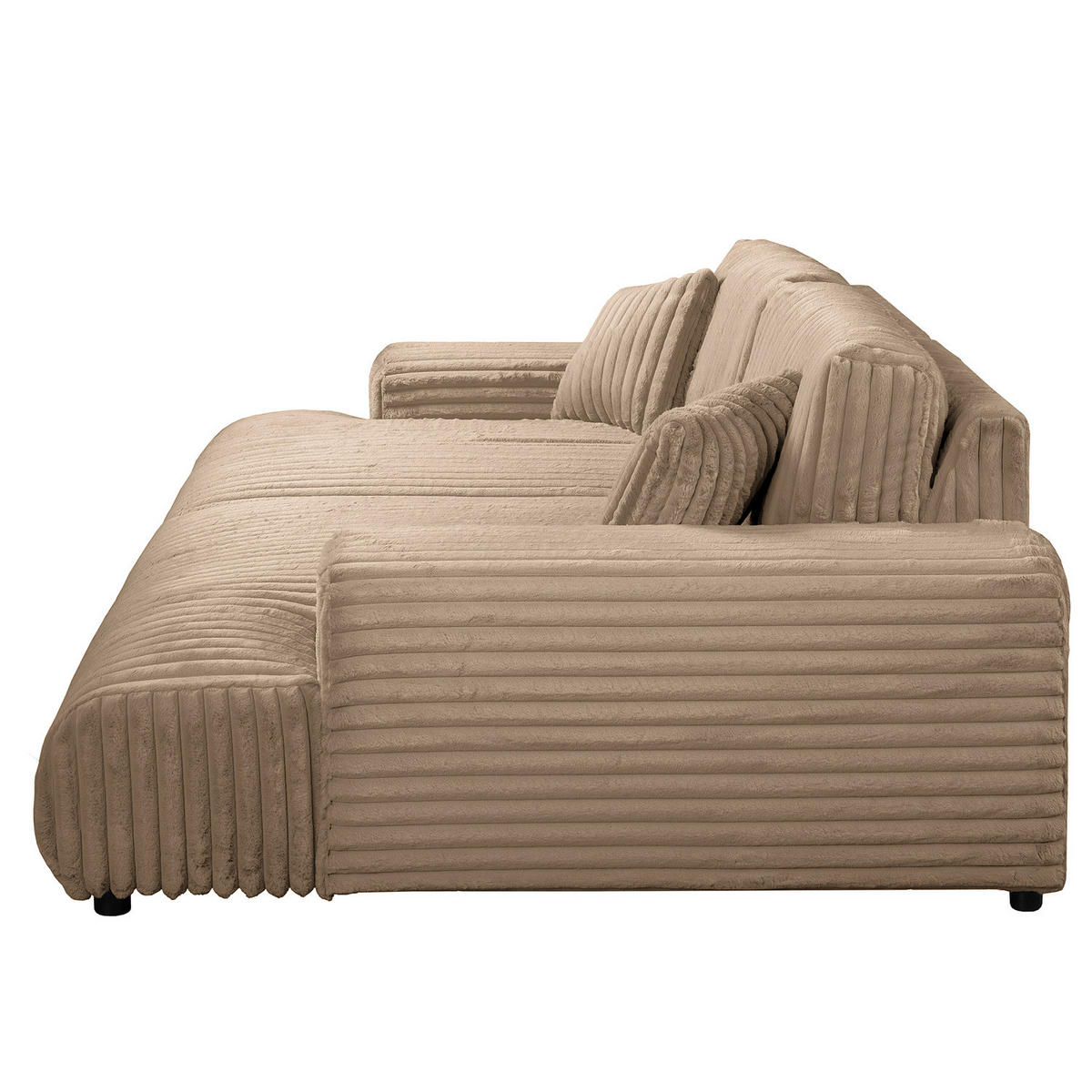 BIGSOFA - Taupe/Schwarz, Kunststoff/Textil (237/79/144cm) - home24