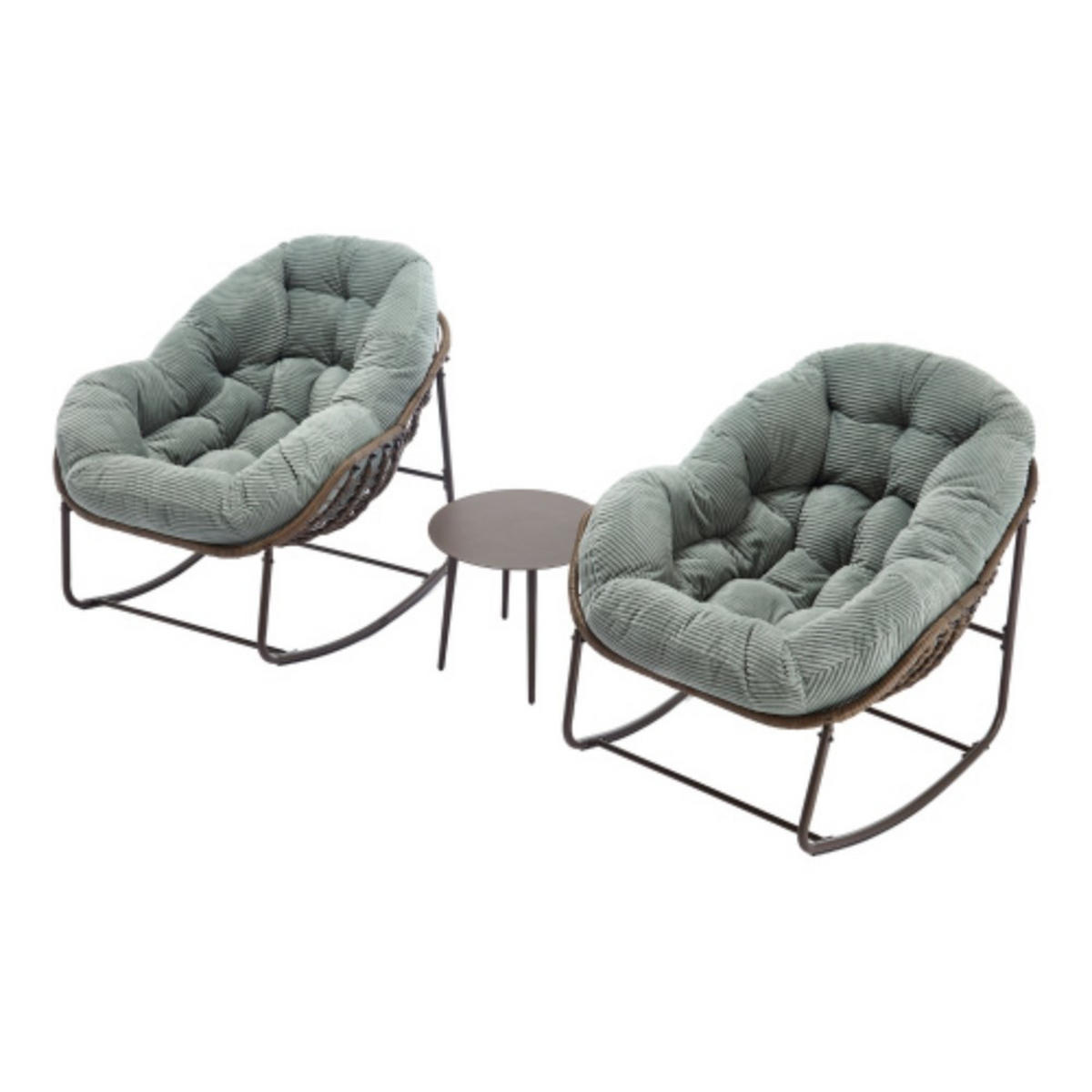 SCHAUKELSTUHL Schaukelsessel,Rattanstuhl mit Stahlrahmen,Grün-Cord - Mintgrün, Metall (94.5/80/111cm) - LVHOM