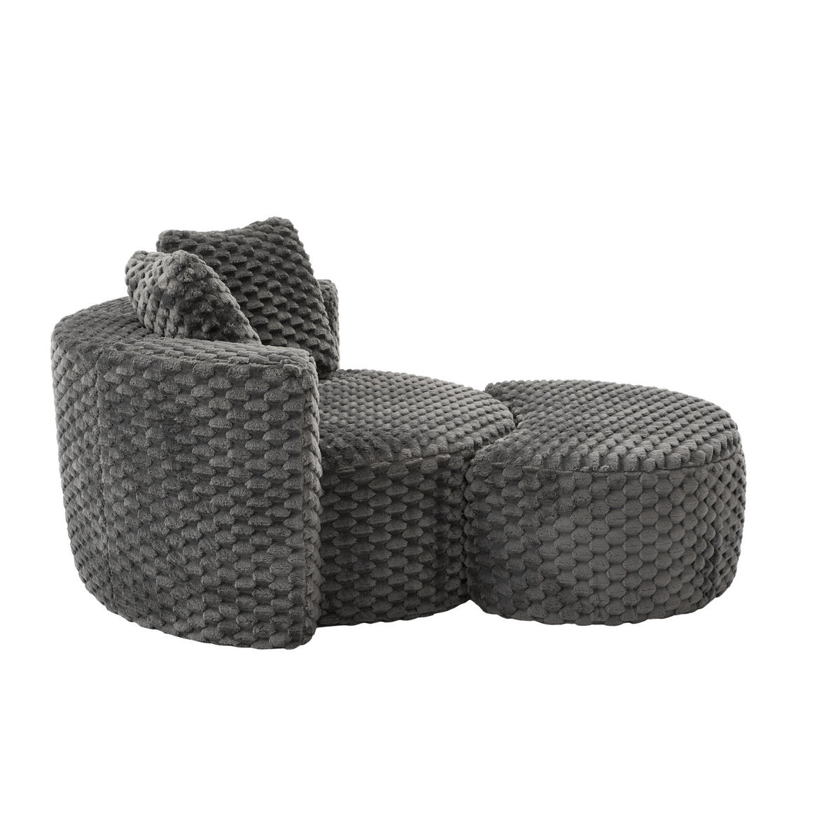 LOUNGESESSEL Mit Hocker Übergroß Rund Komprimiert Ohne Montage - Dunkelgrau, Textil (129/65/116cm) - Urban Meuble