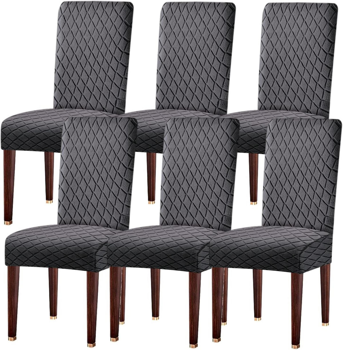 STUHLHUSSE Premium Wasserdicht Stretch Stuhlbezug Dunkelgrau 6 Stück - Dunkelgrau, Textil (45/45cm) - Kaket