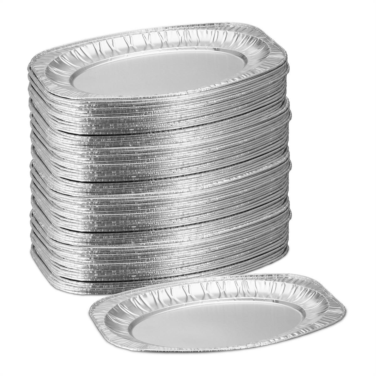 100XSERVIERPLATTEN - Silberfarben, Metall (24/35/2.5cm) - Relaxdays