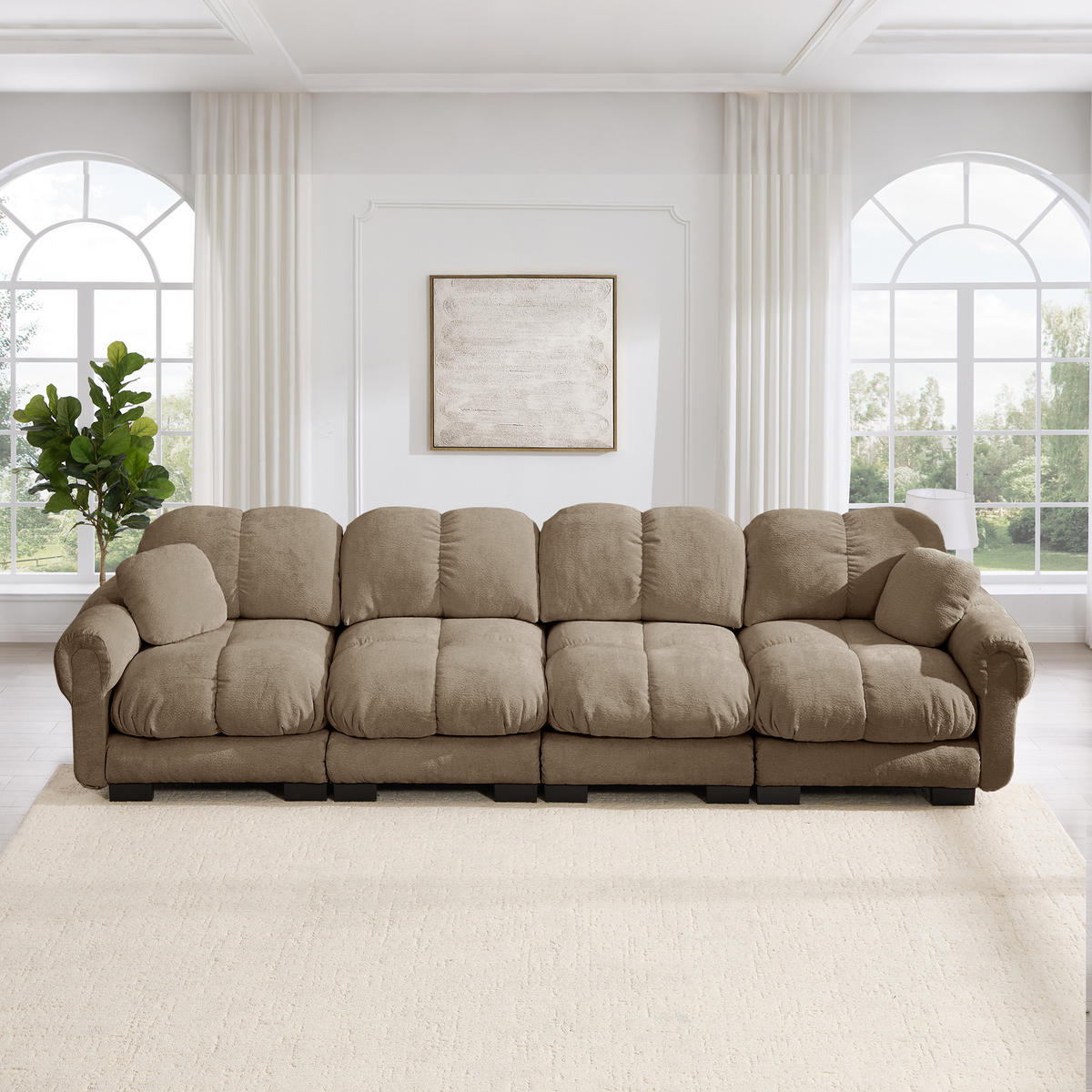 4-SITZER-SOFA DE-34384 Steppdesign Braun - Braun, Textil (86/90/330cm) - ComfortXL