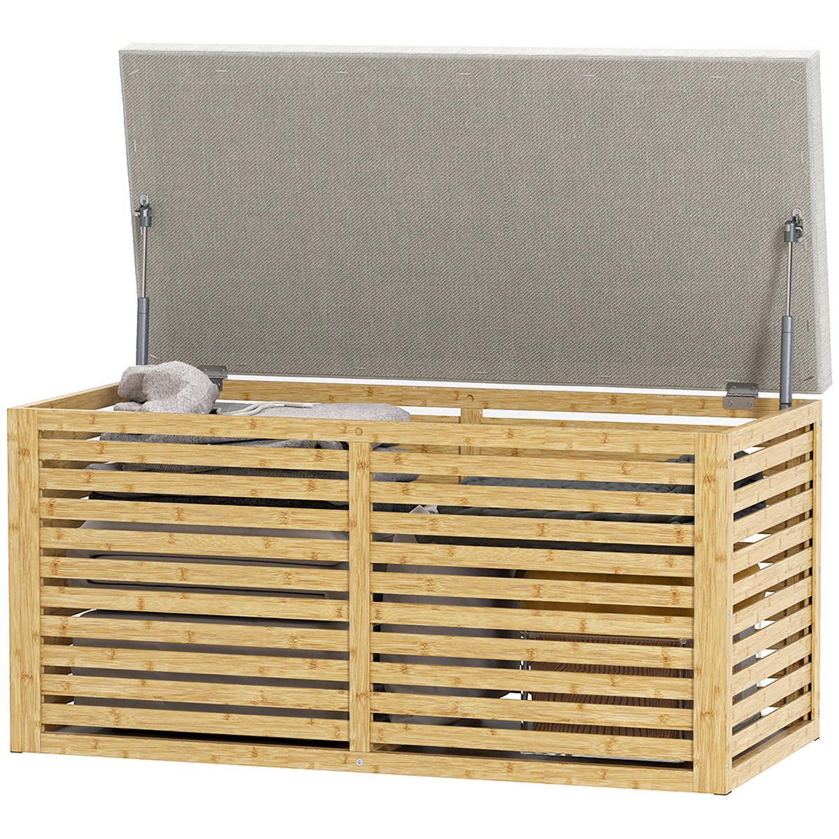 TRUHENBANK DE-16460 mit Bambusrahmen und Gasdruckfedern Natur - Naturfarben, Naturmaterialien (90/43/42cm) - ComfortXL