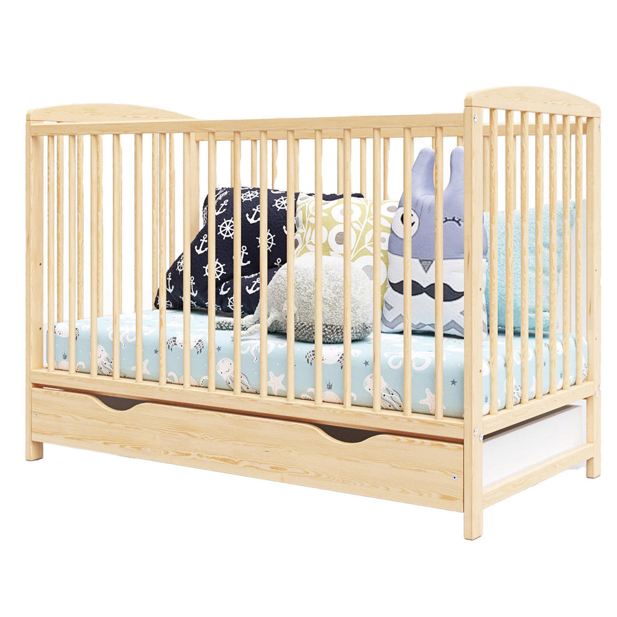BABYBETT Nina, Mitwachsendes, mit Schublade Holz - Kieferfarben, Holz (60/120cm) - Premiers Moments