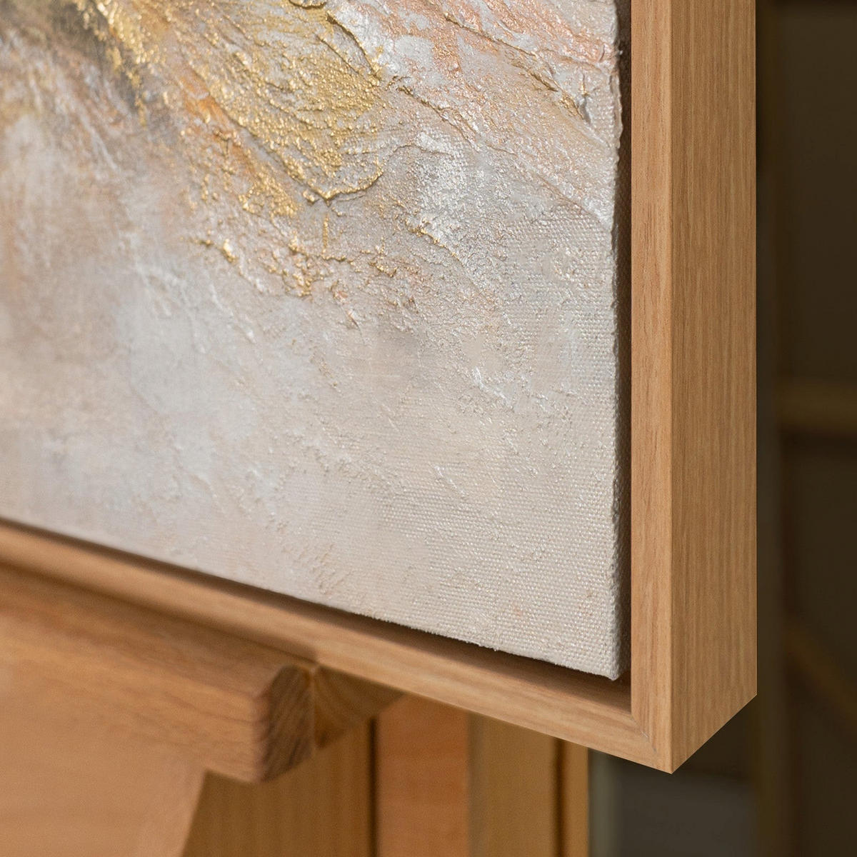 GEMÄLDE Helles See Schattenfugenrahmen Eichefarben 70x50 cm - Eichefarben, Holz (70/50cm) - YS-art gallery