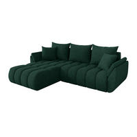ROHOVÁ SEDAČKA s funkcí spaní, otoman vlevo TOKO-L-v1 277x194x86 zelená velur - černá/zelená barva, kompozitní dřevo/textil (277/194cm) - ALTDECOR