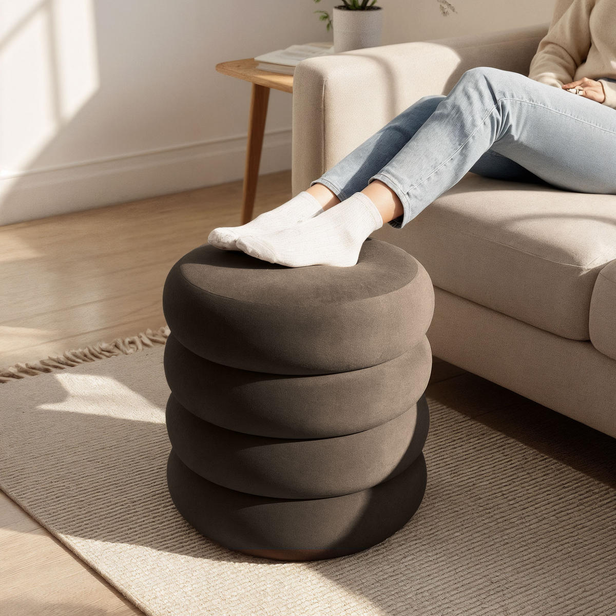 POLSTERHOCKER mit Stauraum braun - Braun, Textil (42/45/42cm) - RAUMHIRSCH FURNITURE