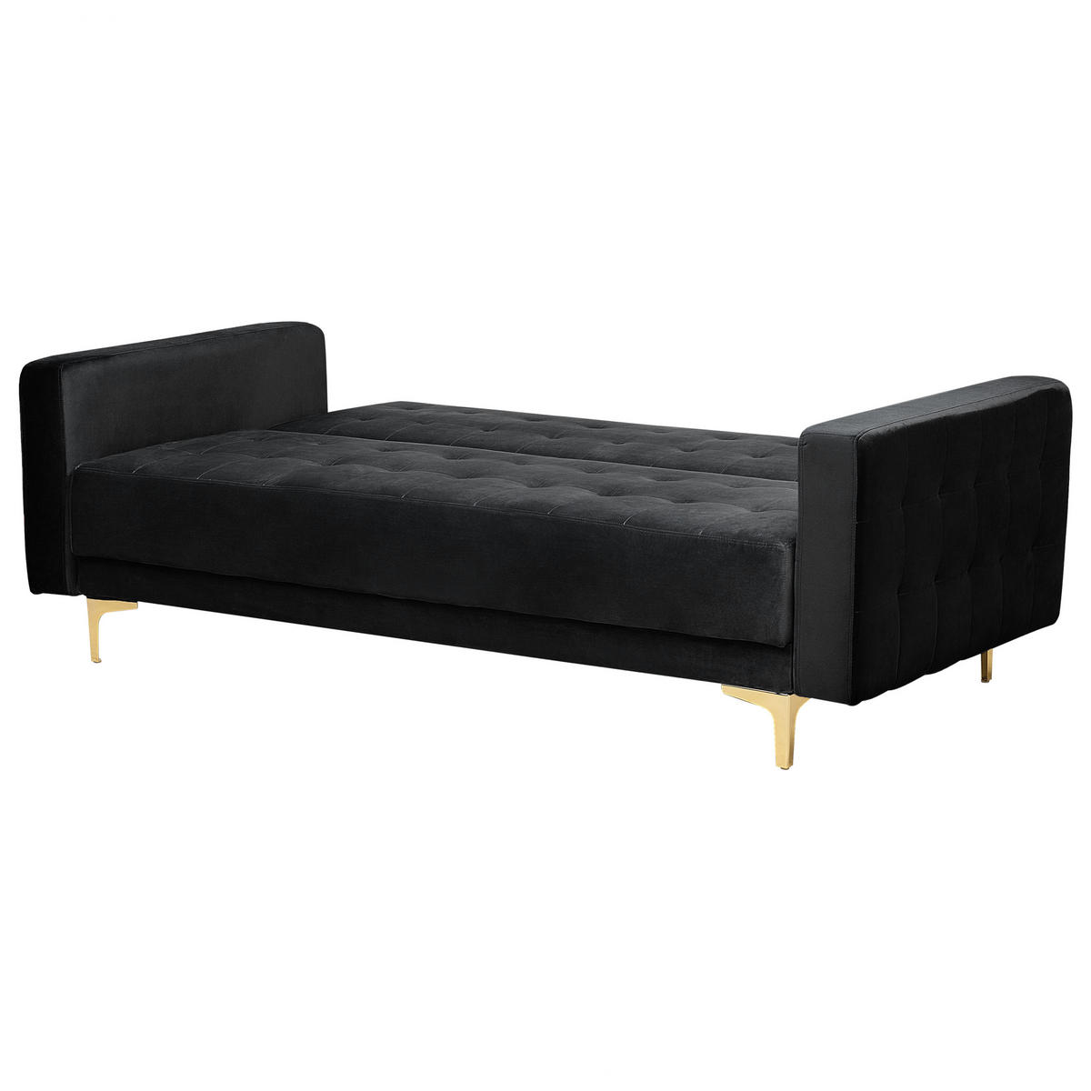 3-SITZER-SCHLAFSOFA Samtstoff Schwarz Aberdeen - Schwarz, Textil (186/83/88cm) - Beliani