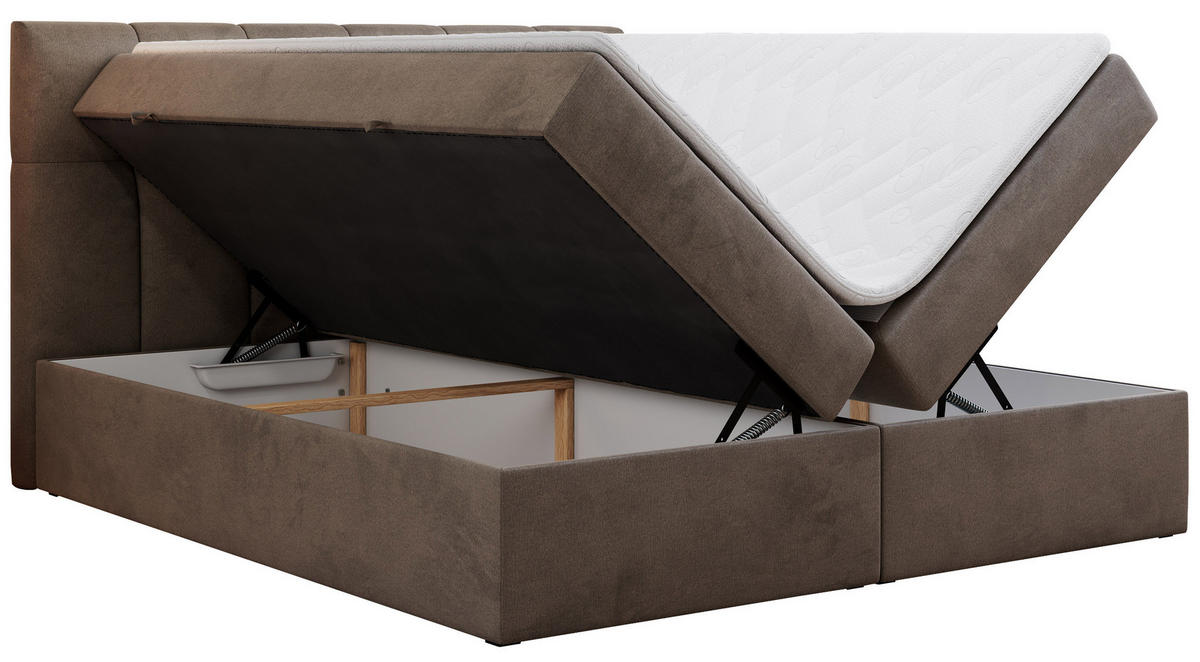 BOXBETT RICO 120/200 Braun Velvet - H4 - Braun, Holz/Textil (120/200cm) - MKS