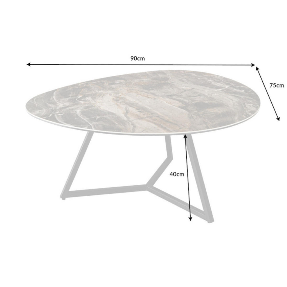 COUCHTISCH MARVELOUS Marmor rechteckig Taupe 90cm - Taupe, Glas/Keramik (75/90/40cm) - riess-ambiente