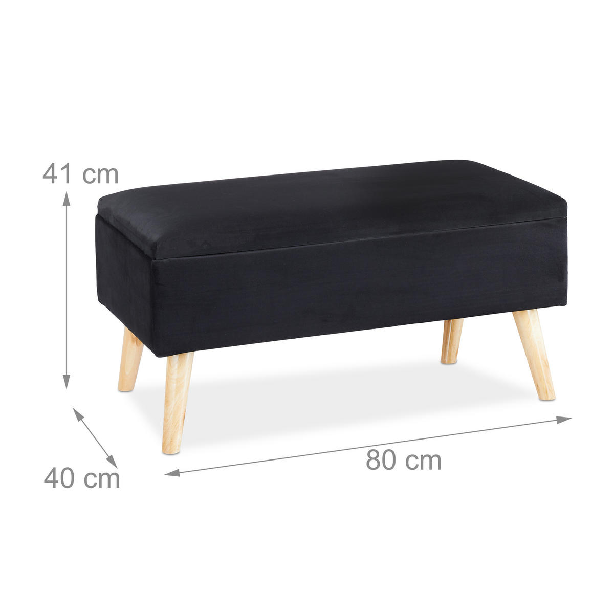 SITZBANK - Schwarz, Holz/Holzwerkstoff (80/41/40cm) - Relaxdays