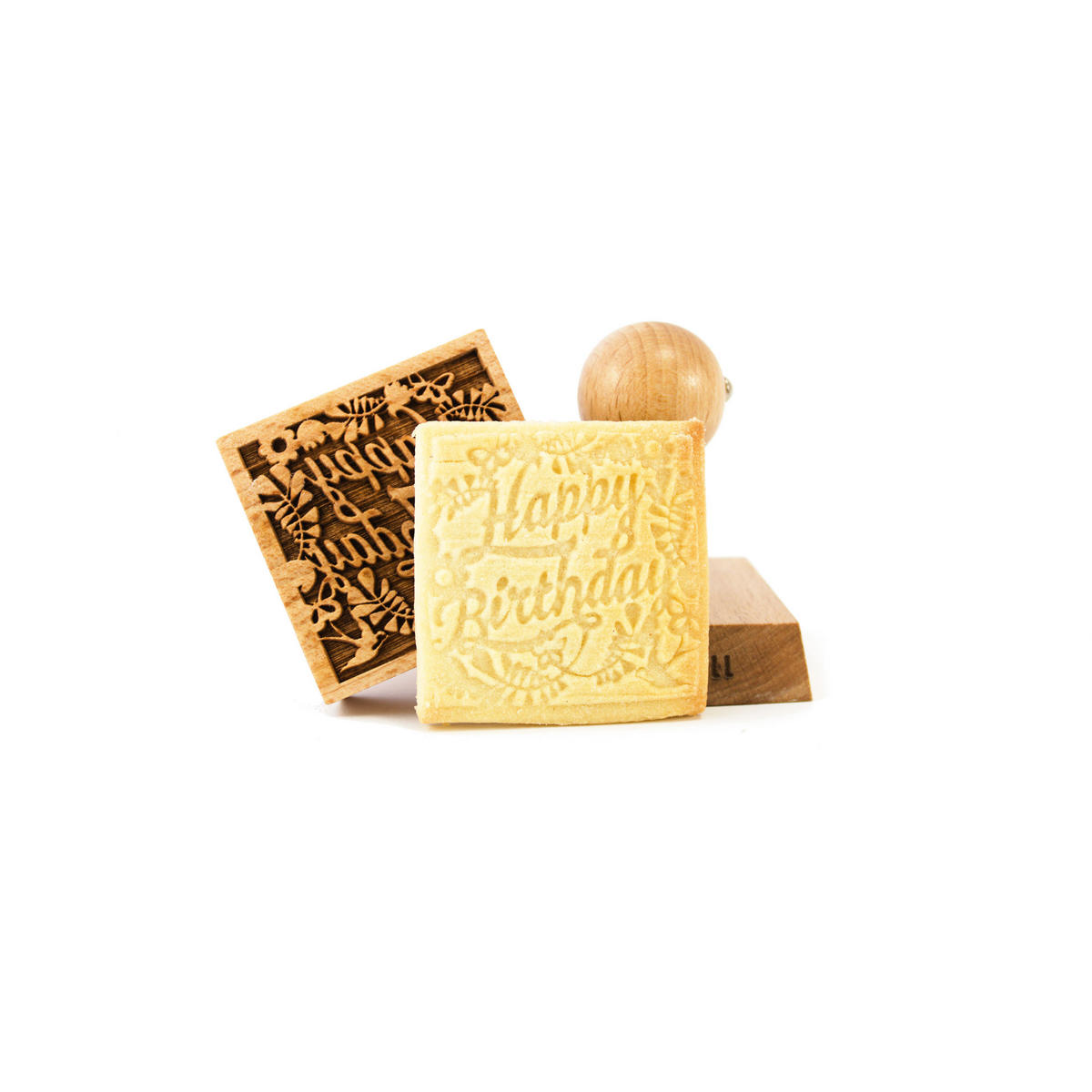 KEKSSTEMPEL Happy Birthday, 55x55 mm, Buchenholz - Braun, Holz (5/7/5cm) - Folkroll