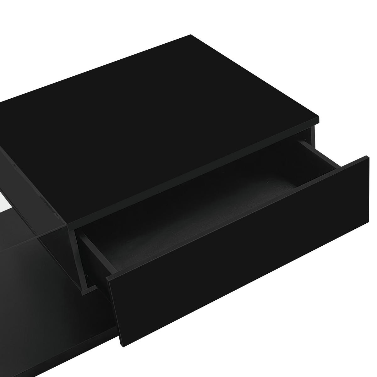 COUCHTISCH 105/55 cm hochglanzschwarz mit Glasplatte und LED-Beleuchtung - Schwarz, Holzwerkstoff (105/55/32.5cm) - OKWISH