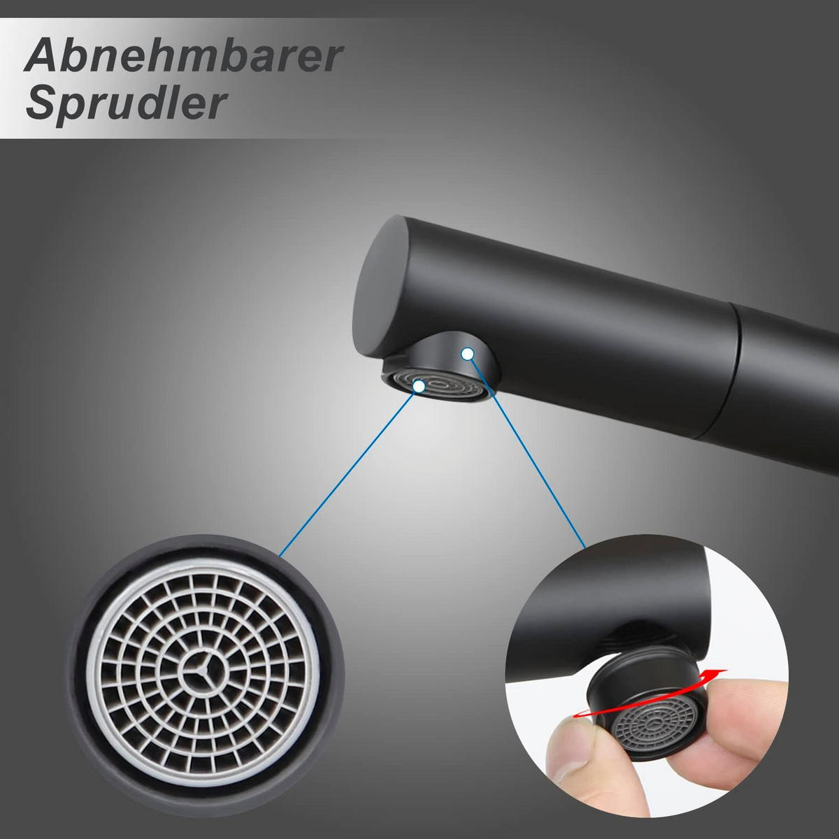 WASCHTISCHARMATUR Lurline - Schwarz, Metall (5/21/16cm) - Nettlife