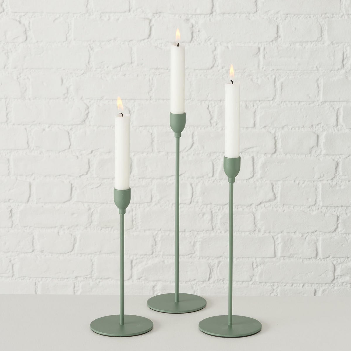 KERZENSTÄNDER Metall Malte - Salbeigrün, Metall (10/33/10cm) - Boltze Home