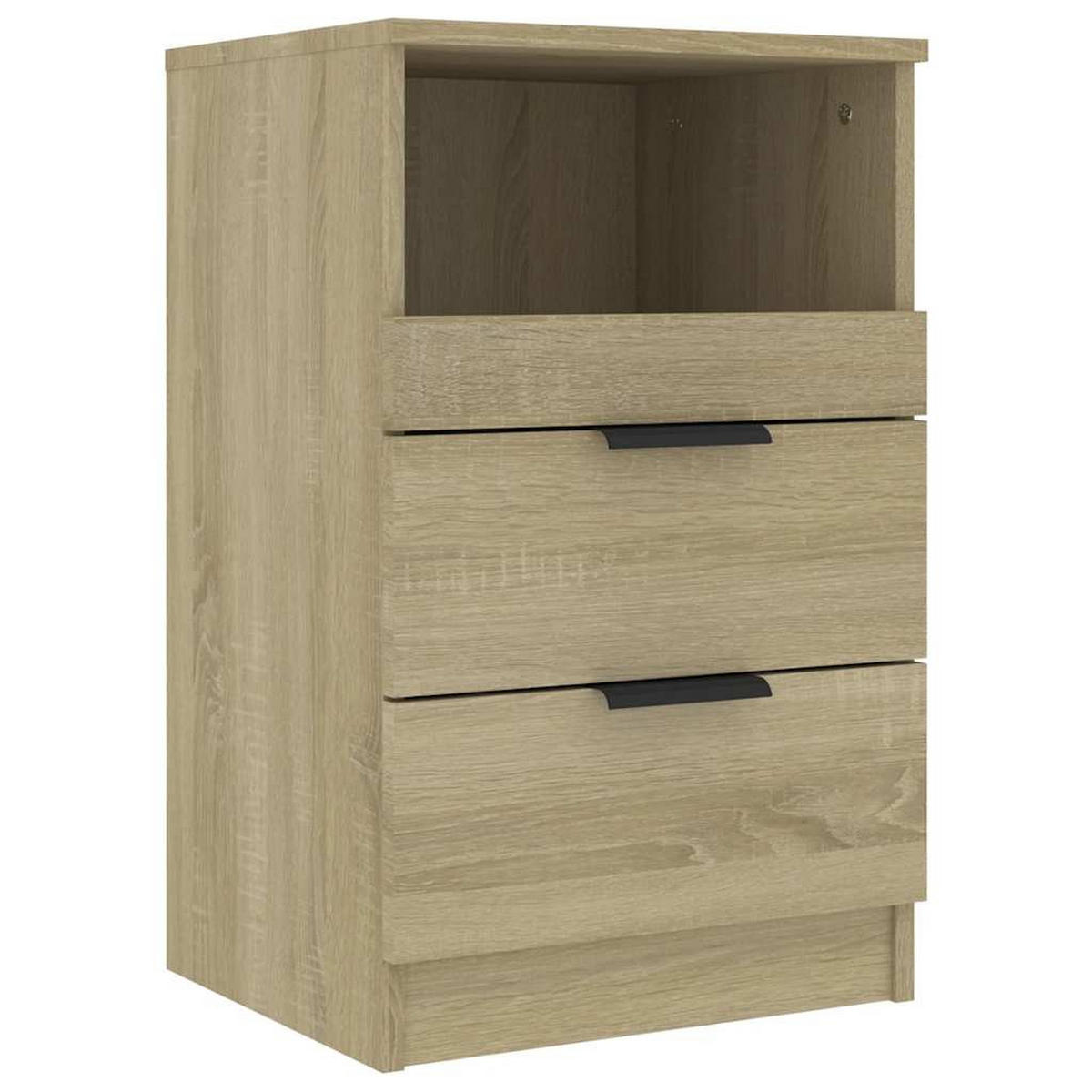 NACHTTISCH 2-teilig mit 2 Schubladen 40/36/65 cm aus Holzwerkstoff in Sonoma-Eiche Dekor - Beige/Schwarz, Holz/Holzwerkstoff (40/65/36cm) - vidaXL