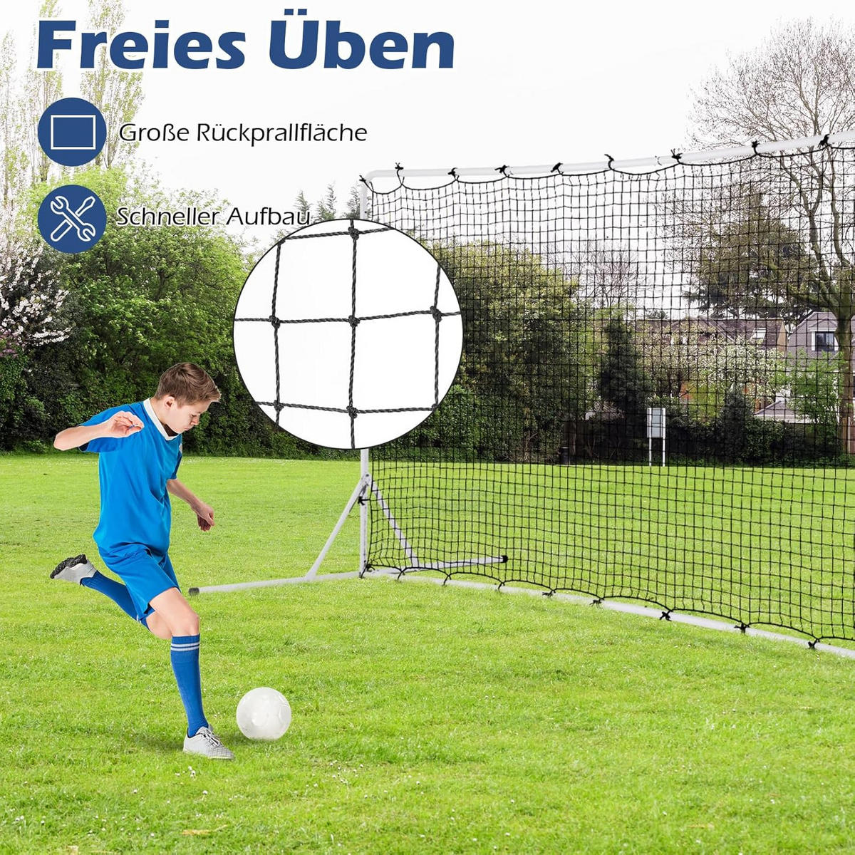 FUBBALLTOR Weiß - Weiß, Metall (151/183/373cm) - COSTWAY