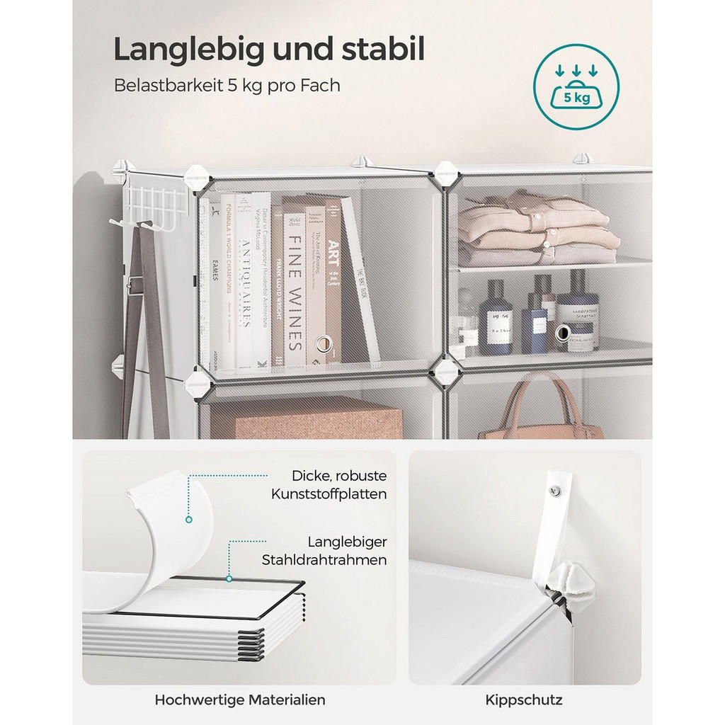 Thumbnail - Hansiro Schuhregal, Weiß, Kunststoff, 124x94x32 cm, Garderobe, Schuhaufbewahrung, Schuhregale