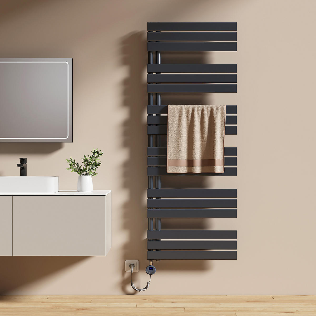 HEIZKÖRPER Elektrisch WLAN Thermostat Anthrazit 160/60 cm - Anthrazit, Metall (60/159.9/5.9cm) - EMKE